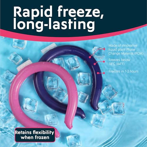 Magic Gel Neck Ring Coolers - Wearable Cooling Ice Pack for Necks - Reusable Cool Body Cooler Tube - Cold Gel Wrap Ice Packs Perfect for Outdoor Use - Pack of 2 - Navy and Pink - color: Navy and Pink
