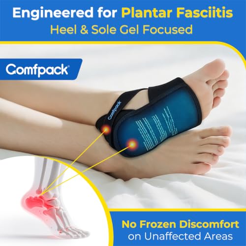 Comfpack Plantar Fasciitis Relief Ice Pack with Full Heel Sole Gel Coverage - color: Black