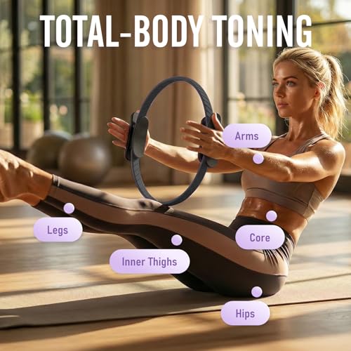 JKSHMYT Pilates Ring, 14.5 inch Magic Circle Pilates Equipment - color: Dark