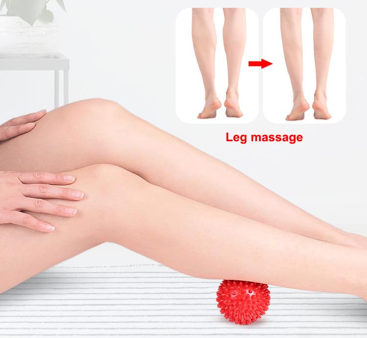 AKOAK 3" Hard Prick Massage Ball, Massage Roller for Plantar Fasciitis, Muscle Soreness Massage Ball - Exercise, Relaxation Massage Ball, Pack of 1 (Red) - color: Red