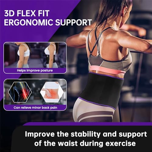 RIYA Waist Trimmer Sweat Waist Trainer for Women and Men Waist Sweat Belt Band Belly Stomach Wrap - color: Purple, size: Belt M: 8.5"Width x 41"Length