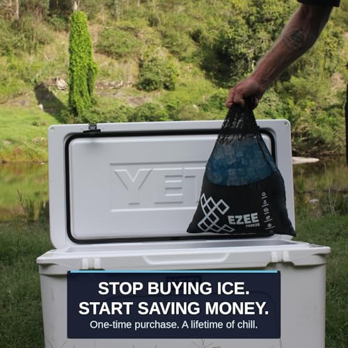 Reusable Ice Cubes for Coolers - Mega Freeze 10.5 lb Bag, 335 Blue Ice Cubes Use in Drinks, Lunch Boxes, Fishing, Refreezable Party Ice, Ice Bath