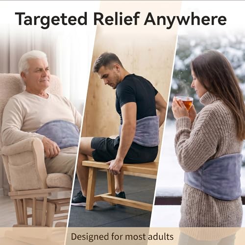 Microwave Heating Pad for Back Pain Relief, Flaxseed Microwavable Heating Pad with Removable Washable Flannel Cover, Moist Heating Pad for Period Cramps & Muscle Relaxation,10''x18'' - color: Gray