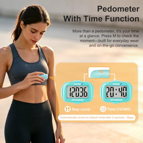 AVTREK 3D Step Counter Clip On with LED Backlight Pocket Pedometer for Walking Outdoor Activities Fitness Tracker Without Smartphone - color: green