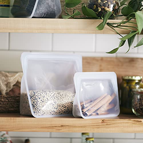 Stasher Silicone Reusable Storage Bag, Stand-Up Mega Bag, Reusable Freezer Bags,Microwave,Dishwasher,Oven Safe,Sous Vide,Premium Lunch Container,Eco Friendly,Food Storage Bags,104 oz,Clear (Pack of 2) - size: Mega (Pack of 2)