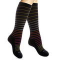 SocksLane Cotton Compression Socks, 15–20 mmHg Graduated Support, Knee-High Medical Compression (Black Stripes M/L) - color: Black Stripes, size: Medium/Large (1 Pair)