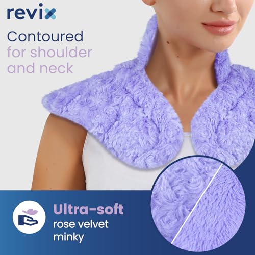 REVIX Microwavable Heating Pad for Neck & Shoulders, Moist Heat Wrap - color: Purple