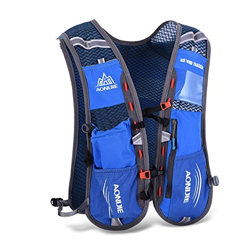 AONIJIE 5L Outdoor Sport Multifunctional Camping Backpack Cycling Running Climbing Hiking Hydration Vest Pack - color: Blue+1.5l Hydration Bladder
