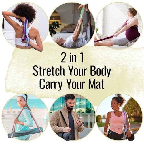 TECEUM 2 IN 1 Yoga & Mat Strap for Stretching – Cotton – 6/8/10 ft - color: Beige, size: 6 ft
