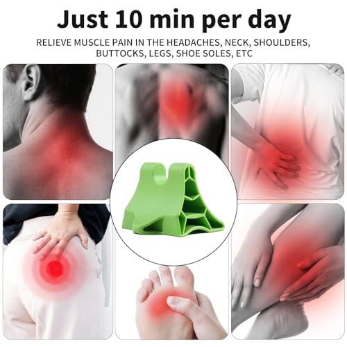 Trigger Point Massage Tool, Handheld Deep Tissue Manual Massager for Neck, Back, Shoulders & Feet, 3-Edge Pressure Point Design, Portable (Green)