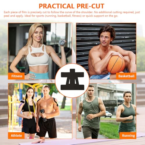 24 Count Kinesiology Tape for Shoulder Precut, Shoulder Tape for Pain Relief, Waterproof Breathable Elastic Shoulder Tape Kinesiology Support for Rotator Cuff, Daily Use and Sports