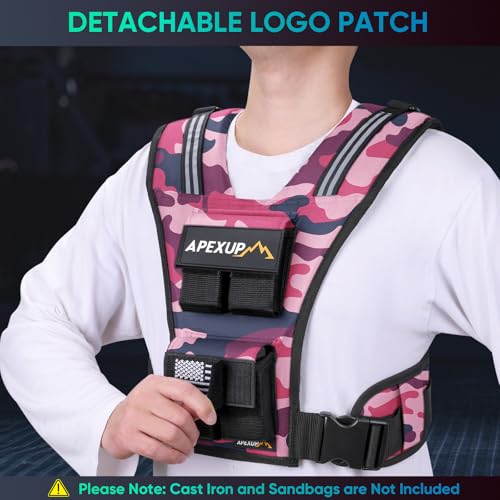 APEXUP Weighted Vest Men, Adjustable Weight Vest for Running - color: Pink Camo, size: With Weights-20lbs