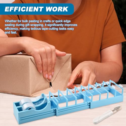 Double Tapes Dispenser Tape Holder for Convenient Cutting Assistant 18 Tape Strips in Second Portable Ribbon Cutter Machine(Color:Blue)