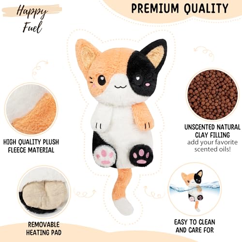 Calico Cat Microwavable 1.5 lbs Unscented Heating Pad for Women and Kids- Cute Soft Cozy Pillow Plush Heatable Warm Stuffed Animals - Kawaii Hot and Cold Plushie - Calico Cat Gifts for Girls and Women - color: Calico Cat