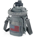 DEFUNX 64 Oz Water Bottle with Sleeve - Half Gallon Insulated Water Jug with Handle - Stainless Steel Sports Bottle for Gym Workout Hiking Glacier Grey - color: Grey Bottle with Glacier Grey Sleeve, style: 64 Oz Water Bottle