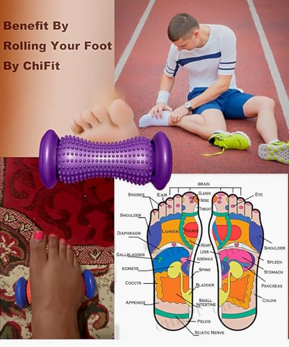 ChiFit Manual Foot Massager Roller for Plantar Fasciitis Relief, Portable Deep Tissue Muscle Massage Roller for Foot Arch and Heel Pain, Effective Reflexology Tool Relax The Nerves (Rose Purple) - color: Rose Purple