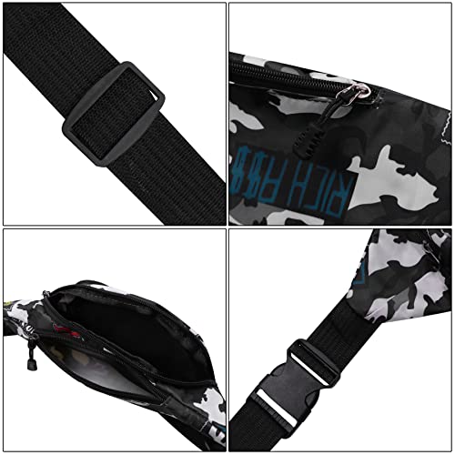 AIBEARTY Kids Fanny Pack Boys Small Camouflage Waist Pack Belt Waist Bag Pack Pouch with Adjustable Strap for Children Sport Running, Camping, Trip - color: B Grey