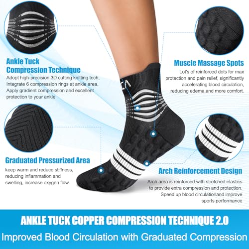 NEENCA Professional Compression Socks for Women Men Circulation, 20-30 mmHg - color: Black White, size: Small