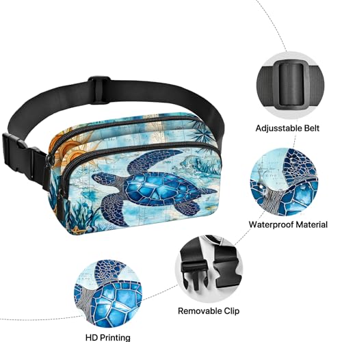 Sea Turtle Fanny Pack Women Fashion Belt Bag Waterproof Adjustable Strap Waist Pouch Casual Workout Travel Cycling Running - color: Bronze