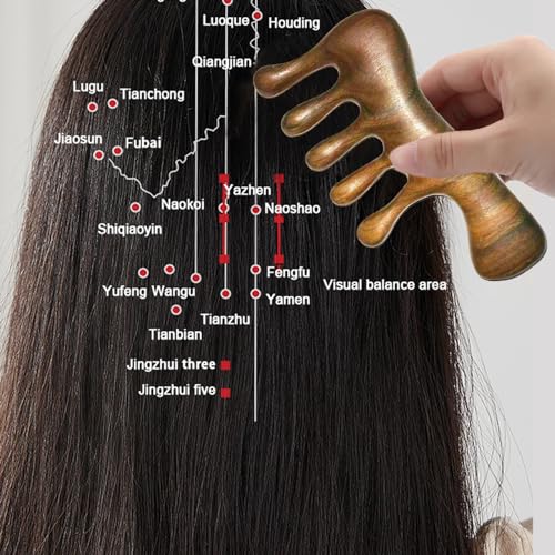 OULIGET Wood Gua Sha Massage Tools Set,Scraping Scalp Massage Comb,Natural Wooden Gua Sha Tool,Scraping Tool. (Handle Wooden Comb) - style: Handle Wooden Comb