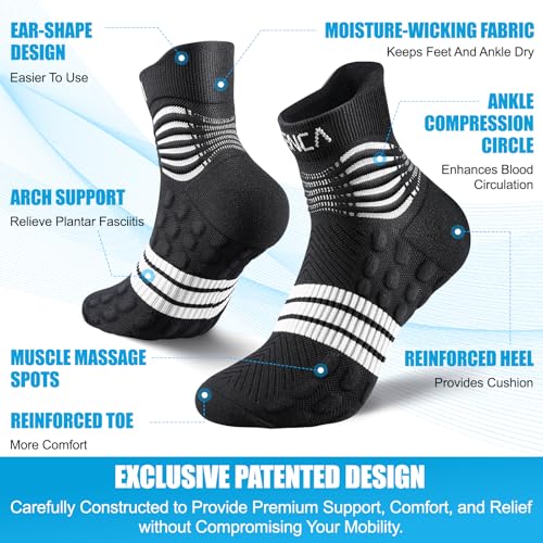 NEENCA Professional Compression Socks for Women Men Circulation, 20-30 mmHg - color: Black White, size: Medium