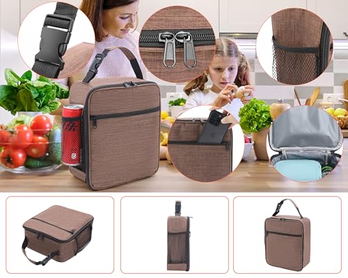 ZM-YOUTOO Lunch Box for Men - Reusable Lunch Bag Men Adult Women- Insulated Small LunchBox (Light Brown) - color: Light Brown