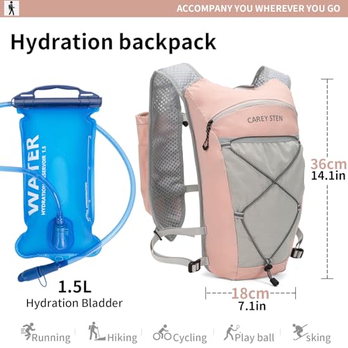 Carey Sten Lightweight Hydration Backpack Running Vest with 1.5L Water Bag - color: pink