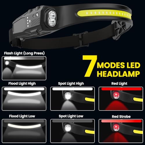 KYEKIO 3Pack 7Modes LED Headlamp Rechargeable with Red Light for Adults - size: 3 Pack