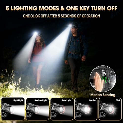 ATDOALL Headlamp Rechargeable, Super Bright LED Head Lamps 2-Pack Headlight - color: 2 Pack