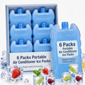 6Pcs Portable Air Conditioner Ice Packs, Reusable Blue Freezer Ice Cubes for Cooling Fan Holder Compact Packs for Outdoor Camping Party and Indoor Use