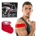 THERABAND Kinesiology Tape, Knee, Precut, Athletic, Shoulder, 2", Red/Black - color: Red/Black
