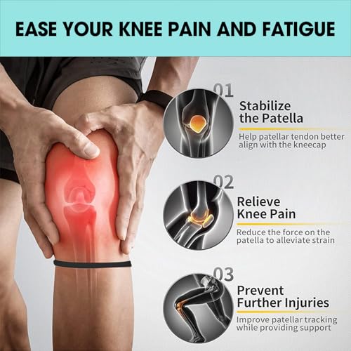 Patellar Tendon Support Strap, Patella Bands Knee Pain Relief for Hiking, Soccer, Basketball, Running, Jumpers Knee, Tennis, Volleyball & Squats (2 Pack) (Black) - color: Black