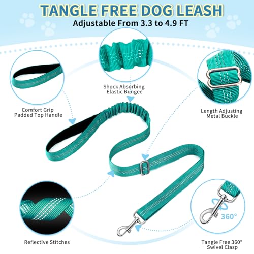 SlowTon No Pull Small Dog Harness and Leash Set with Front Clip - color: Teal, size: XX-Small
