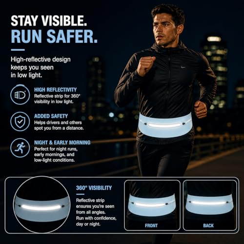 Slim No-Bounce Running Belt - Waterproof Exercise Waist Pack for Marathons, Hiking & Dog Walking - Hidden Travel Money Belt for Phones - color: Blue