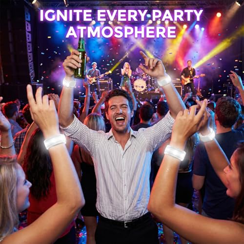 LovesTown 6 PCS LED Light Up Bracelets, LED Glow Bracelets Glow in the Dark - color: White
