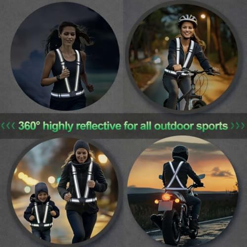 2 Packs Reflective Vest Running Gear, High Visibility Reflective Running Gear Adjustable Elastic Safety Vest for Night Jogging, Biking, Walking or Dog Walking, Running Vest for Men Women Children - color: Black
