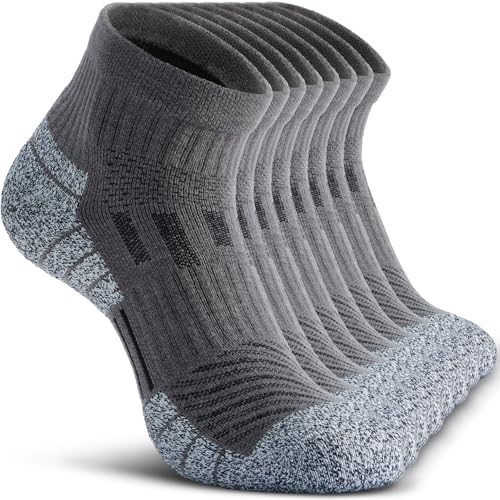 Compression Ankle Socks - Cozy Cushioned Hiking Running for Men Women - Thick Warm Durable - color: Grey, size: X-Large