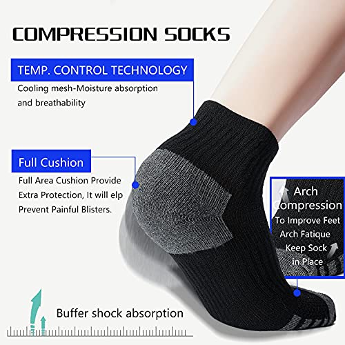 Iseasoo Ankle Compression Socks for Women Men, 5 Pairs Copper Running Socks - color: A03 - White, size: Small-Medium