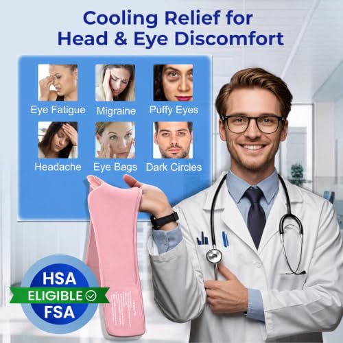 2 Pack Cooling Gel Eye Mask for Puffy Eyes, Migraine Relief, FSA Eligible - color: Black&pink