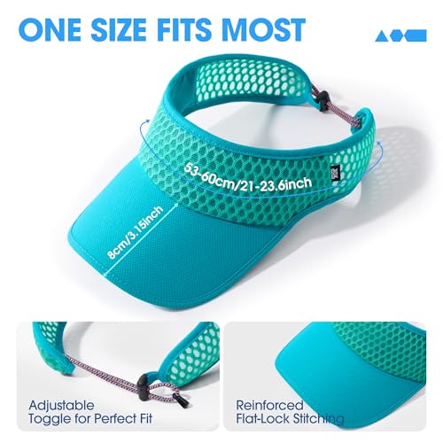 LONGLONG Sports Sun Visor Hat with Non-Slip Toggle Breathable for Women Men - color: Teal