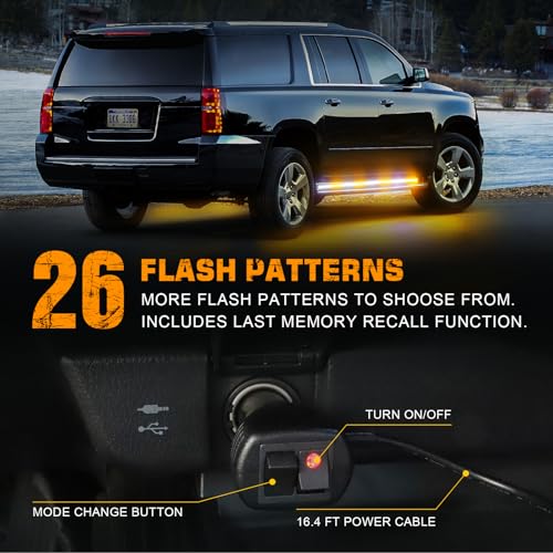 XRIDONSEN 2PCS 70 inch Running Board Strobe Lights 864 LED Light Strip - color: Amber/White