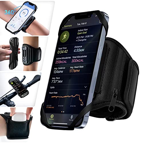 Cikyner 3 in 1 Running Armband, 360° Rotatable & Detachable Sports Armband - color: G5Black