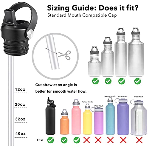 RRegeny Straw Lid fits Hydro Flask Standard Mouth, 21 24 oz, Sports Flex Cap Water Bottle Accessories Replacement Top - color: Black Protective Case+1pack