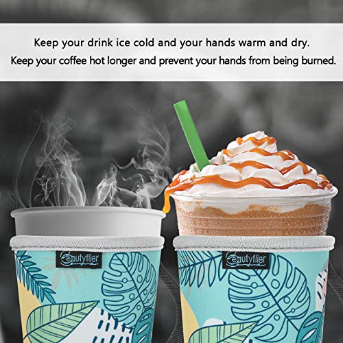 Reusable Insulated Neoprene Iced Coffee Sleeve, Hot & Cold Drink Cooler Cover for 16-32oz Cups, Compatible with Starbucks/Dunkin/McDonalds, Durable Beverage Holder for Cold Soda, Multi-Pattern Options - color: Pattern2