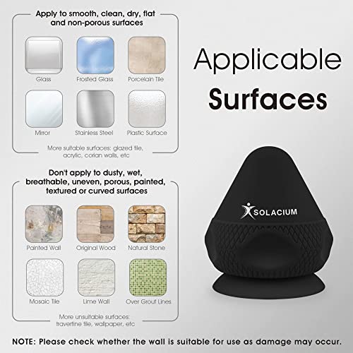 Solacium Mountable Massage Therapy Tool - Multi-Surface Suction Cup Wall Massage Tool for Sore Muscles, Myofascial Release, Stress Relief, Trigger Point and Deep Tissue Massage (Black) - color: Black