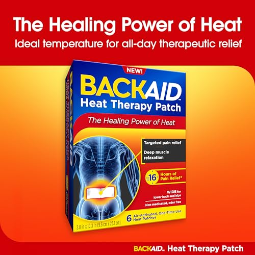 Backaid Heat Therapy Patch, Air-Activated Therapeutic Heat, Wide, 6 Count - size: 6 Count (Pack of 1)