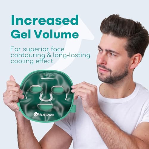 Medi Grade Face Ice Pack and Cooling Eye Mask Set, ChillGel Gel Mask, Green - color: Green