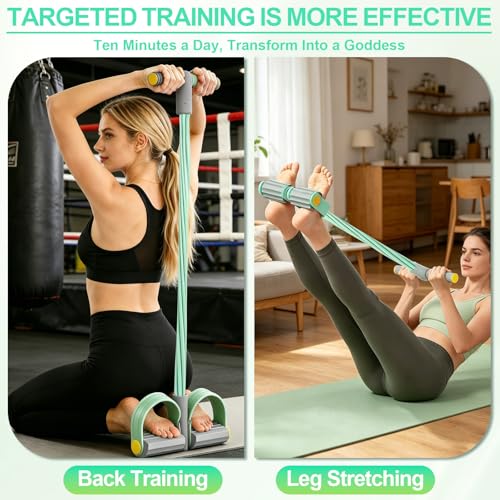 Multifunction Tension Rope, 6-Tube Elastic Yoga Pedal Puller Resistance Band, Natural Latex Tension Rope Fitness Equipment, for Abdomen/Waist/Arm/Leg Stretching Slimming Training - color: Gray Green