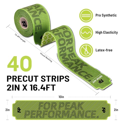 Ultra-Sticky Kinesiology Tape Pre Cut Synthetic Athletic Tape 2 Rolls Green - color: Blaze Green, size: 2 Rolls