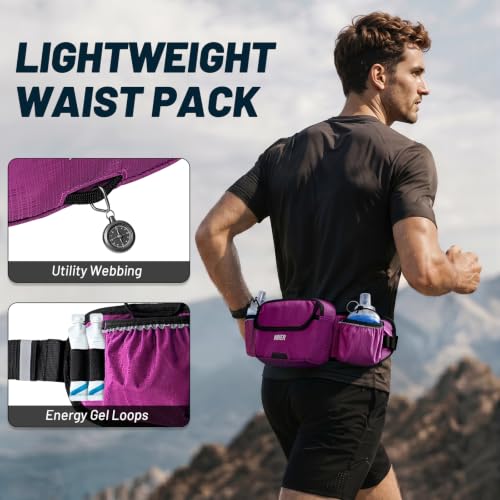 MIER Hydration Waist Pack with Soft Flasks (2x300ml) for Women Men, Purple